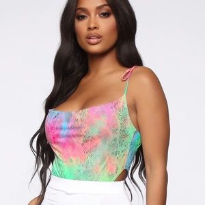 NW Fashion Nova Multi Snake Skin Bodysuit